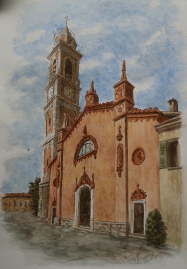 Mauro Nicora. Chiesa di Azzate. Acquarello 20x30. Settembre 2014.