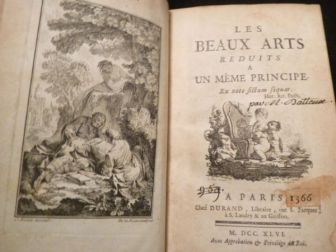 Abbé Charles BATTEUX Les Beaux arts réduits à un même principe Chez Durand, Paris 1746,